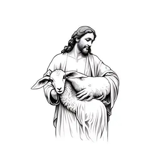 Jesus Protecting A Lamb