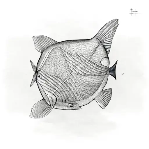 Flounder Fish In Shitty Minimal Childish Lines