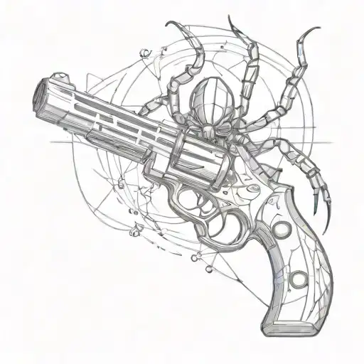 Spider And Gun Intertwined