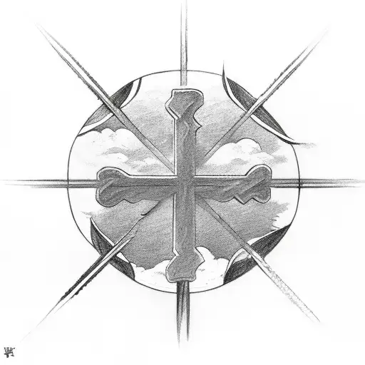 1 Big Cross And 2 Medium Crosses With Clouds