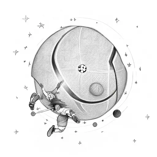 A Celestial Norse God Playing A Football Match With Planets As The Ball