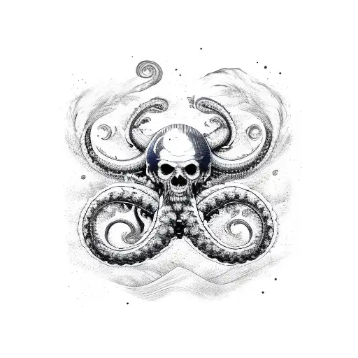 Forearm Band Of Waves In The Style Of Kraken Rum Label Art