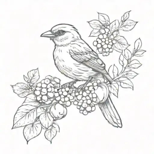 Bird And Fruits