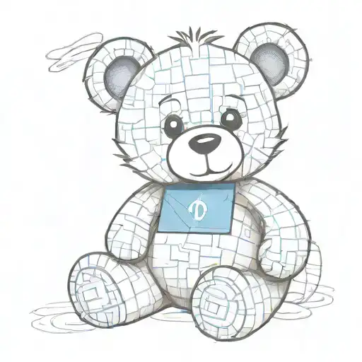 Teddy Bear Holding A Blue Block Letters
