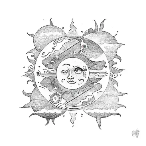 Sun And Moon Surrounded By Magic