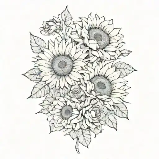 Sunflowers With Roses And Chrysanthemums Flower Bouquet