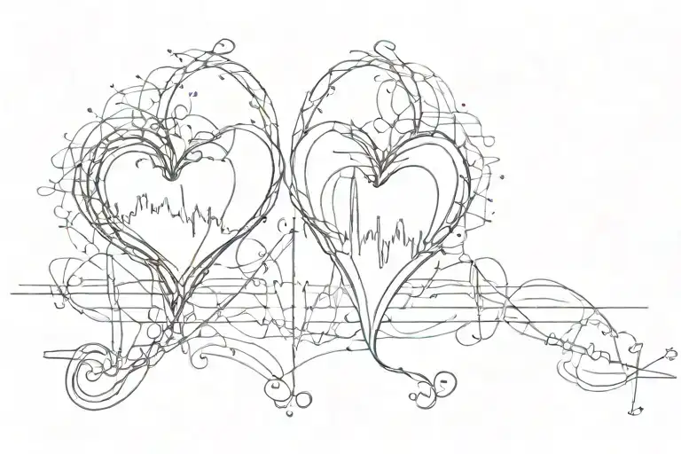 Ekg Line Containing To Two Hearts