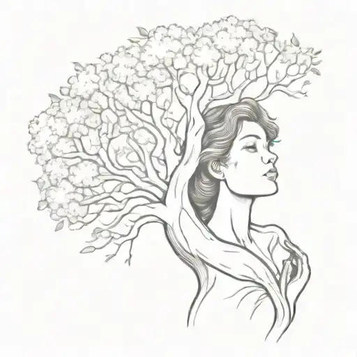 A Tree With The Body Of A Curvy Woman Holding Up The Earth While She Sheds A Tear