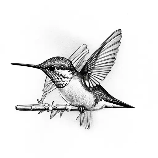 Hummingbird In Black And Grey Realism