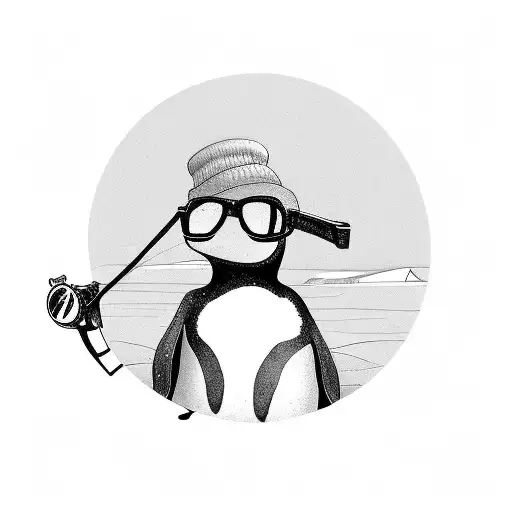 A Penguin Wearing Sunglasses And Holding A Vinyl Record