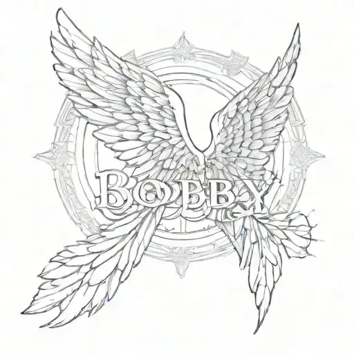 Angel Wings And Halo With The Name Bobby In The Middle