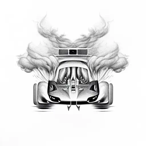 Car With Smoke Patterns Incorporated Into The Design