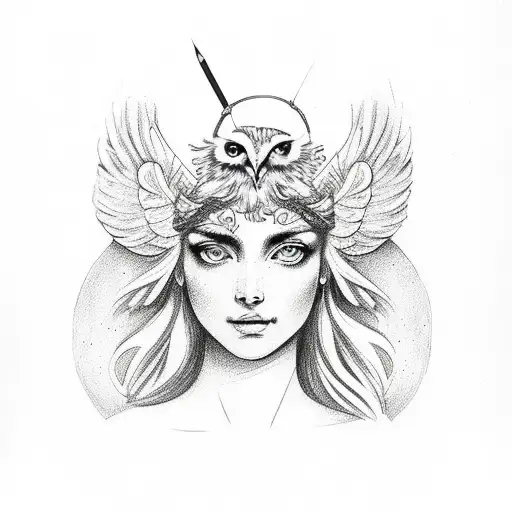 Greek Goddess Aphrodite With Owl For Upper Arm