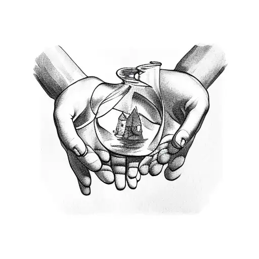 A Pair Of Hands Holding A Hour Glass That's Broken