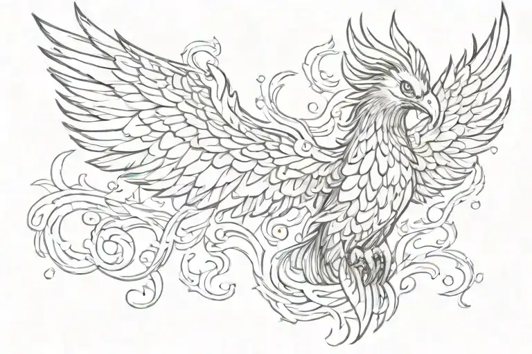 Small Phoenix Rising From The Ashes Holding A Peanut