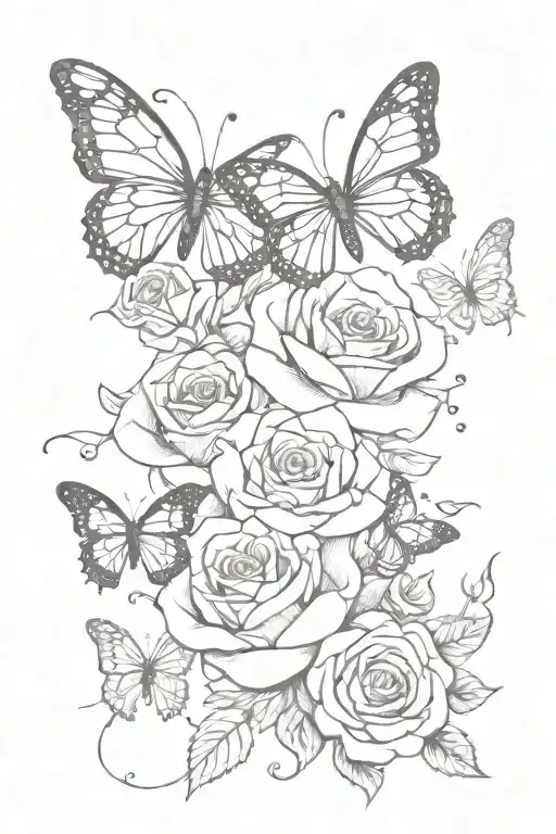 Hearts Butterflies And A Rose