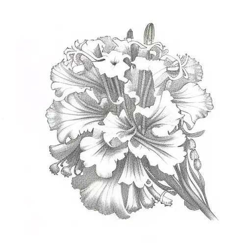 Carnation With Lily Of The Valley And Larkspur