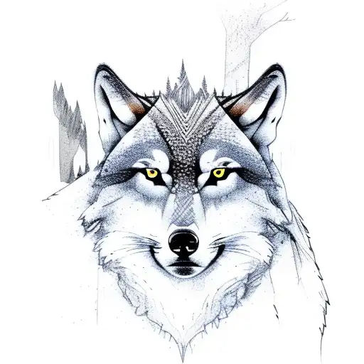 Forest With A Waterfall And Wolves Nearby