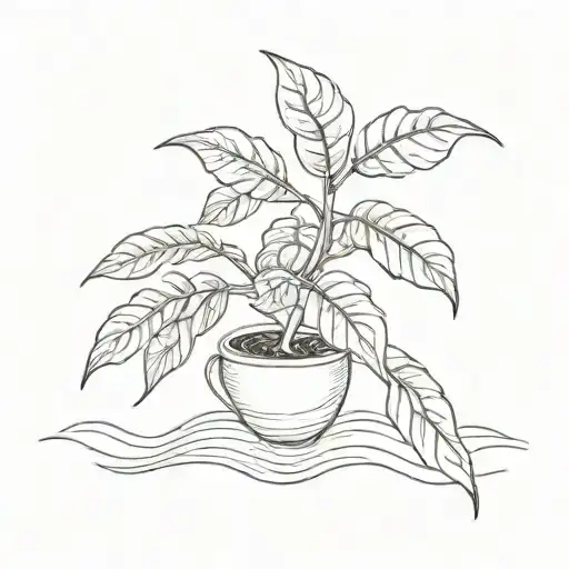 A Coffee Plant Growing On A Beach With Waves In The Background