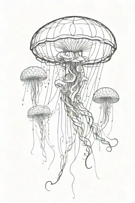 All Black Abstract Jellyfish