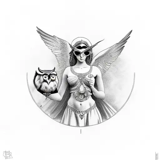 Greek Goddess Aphrodite With Owl For Upper Arm