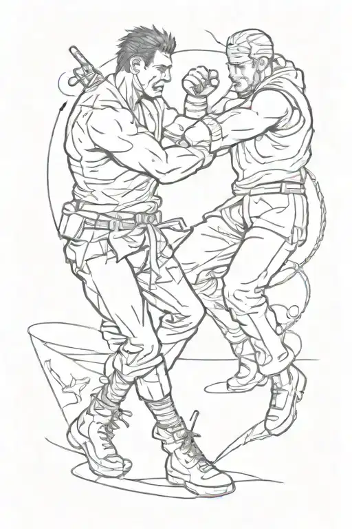 Grunge Inspired Collage Of Two Men Street Fighting