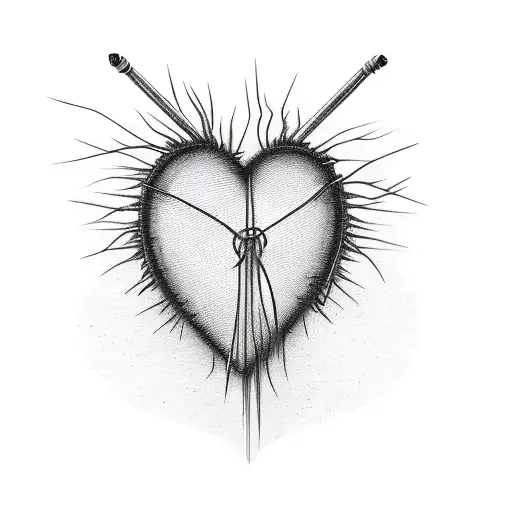 Barbed Wire In A Shape Of A Heart With A Semicolon