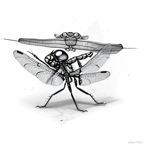Dragonfly Lifting A Stone
