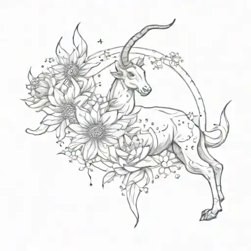 Constellation Capricorn And Chrysanthemum