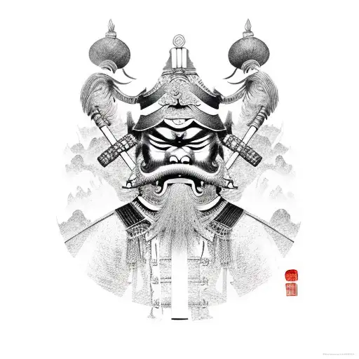 Chinese Warriors With Genshin Mask