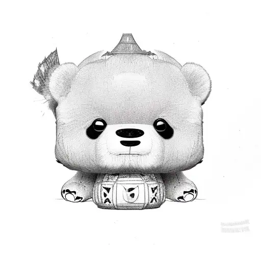 A Funko Pop Panda Bear Surrounded By A Collection Of Stuffed Animals