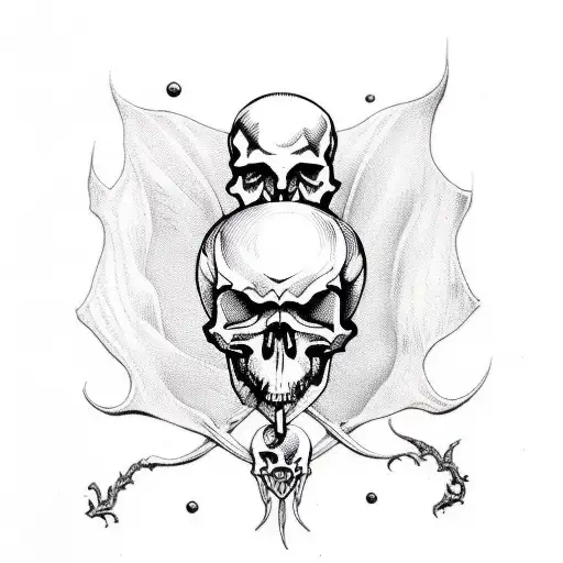 Art Nouveau Gothic Pin Up With Skull