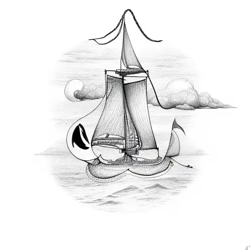 A Kite Flying In The Sky And It's Rope Tide With An Anchor Inside The Water