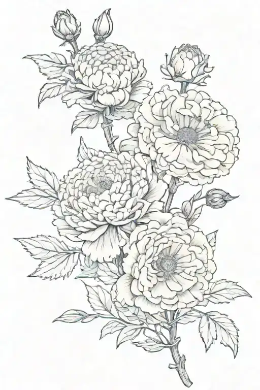 Carnation And Chrysanthemum Tangled Together Representing The Client's Love