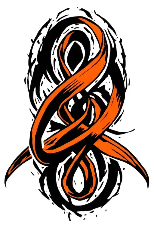 Kidney Cancer Orange Ribbon Intertwined With Strength Symbol