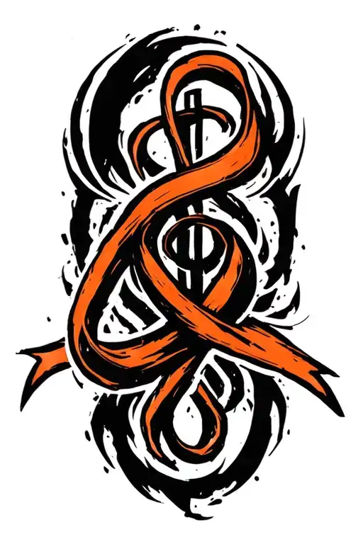 Kidney Cancer Orange Ribbon Intertwined With Strength Symbol