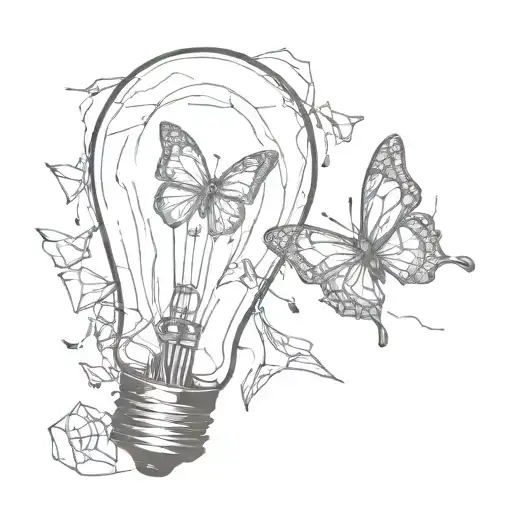 Broken Glass Lightbulb With Glass Pieces Falling Down And A Butterfly Emerging From The Lightbulb