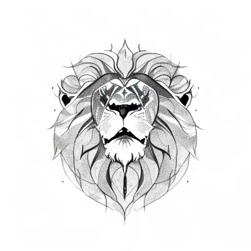 Lion Head Facing Sideways With Flowing Mane Shoulder
