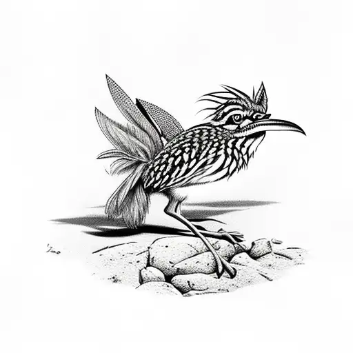 Road Runner In Front Of A Joshua Tree