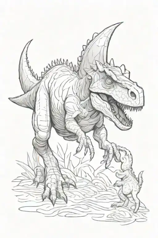 Dinosaur Holding Dad Hand