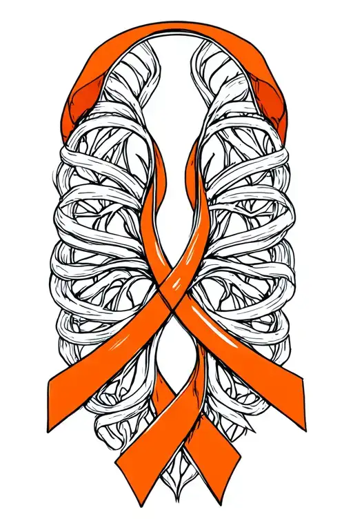 Kidney Cancer Orange Ribbon Intertwined With Strength Symbol
