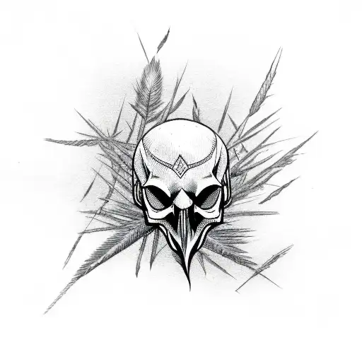 Crow Skull In The Grass