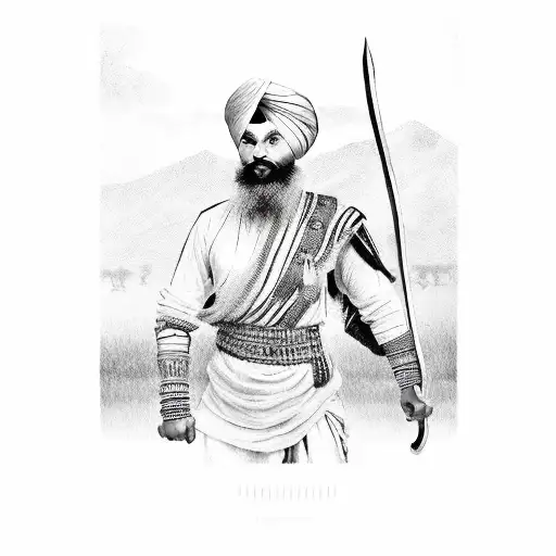 Punajb With Farms And Sikh Warrior