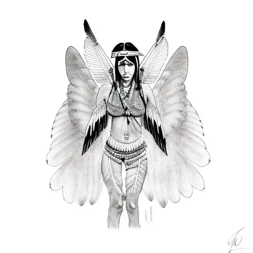 Native American Sexy Boudoir Woman With Haunted Wings