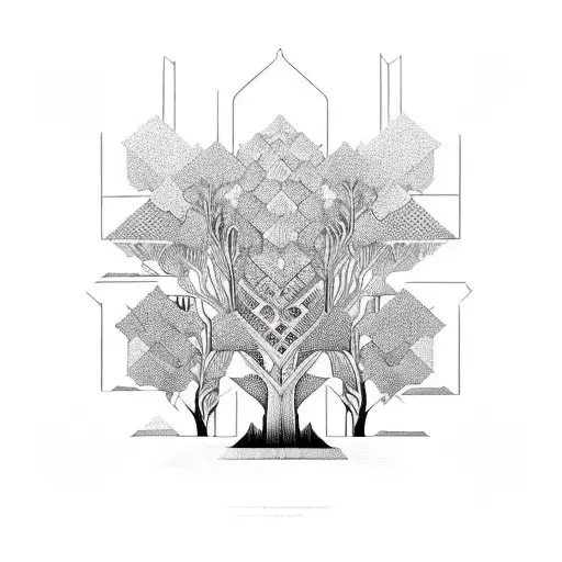 An Intricate Tree Made Up Of Intricate Geometric Patterns