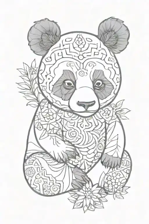 Patterned Panda Playing