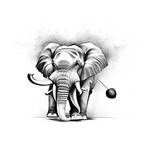 Create A Tattoo Of An Elephant Holding A Football And Wearing A Coach's Hat