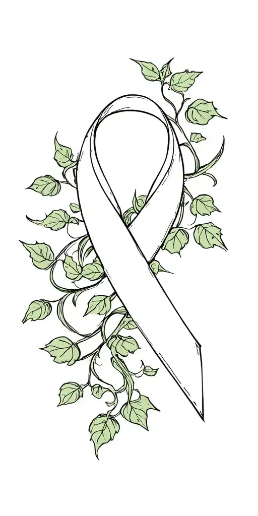 Orange Cancer Ribbon Intertwined With Ivy Vines