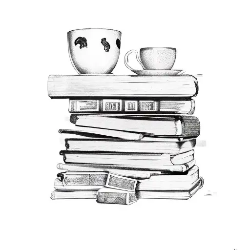 Big Pile Of Ancient Books With A Cup Of Coffee