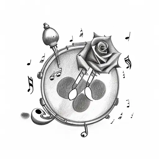 Paw With Music Notes And Roses